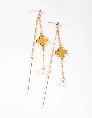 Gold Double Detail Drop Earrings