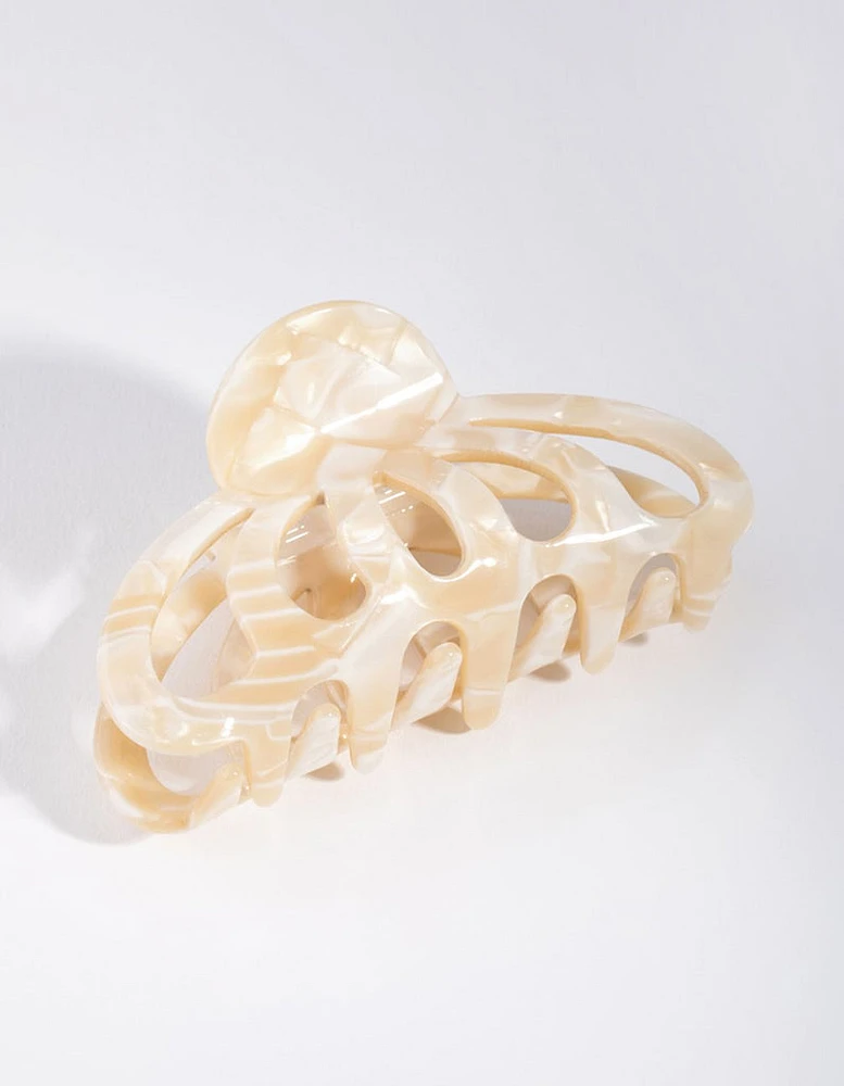 Cream Ceramic Swirl Five Hole Acetate Claw