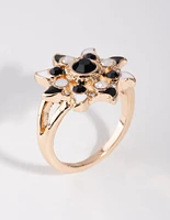 Black Gold Flower Ring