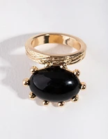 Gold Dome Stone Ring