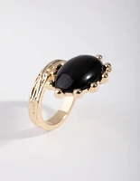 Gold Dome Stone Ring