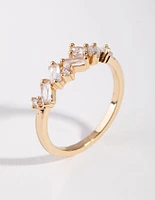 Cubic Zirconia Gold Cluster Row Ring