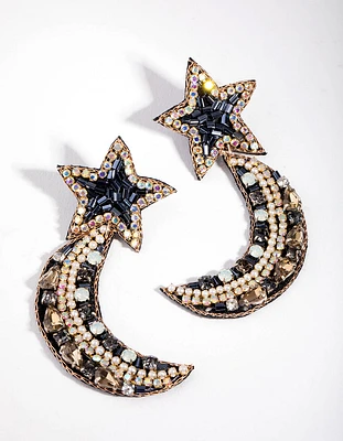 Plastic Mixed Bead Star Stud Earrings