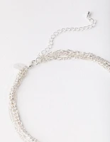 Silver Mix Chain Cross 4-row Necklace