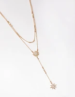 Cubic Zirconia Starburst Y-Neck Necklace