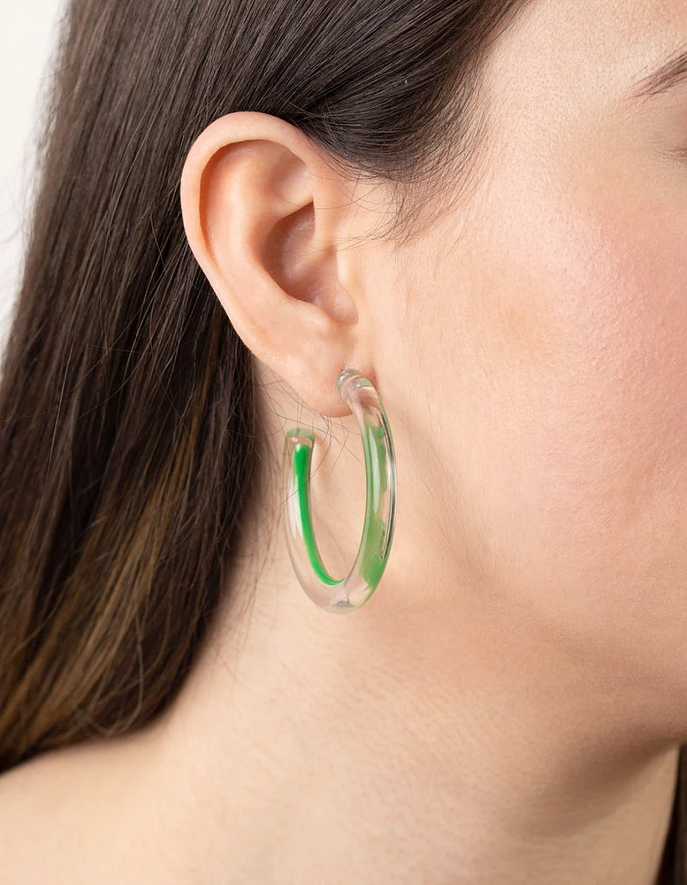 Acrylic Bright Green Hoop Earrings