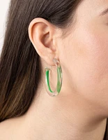 Acrylic Bright Green Hoop Earrings