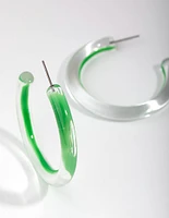 Acrylic Bright Green Hoop Earrings