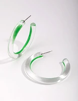 Acrylic Bright Green Hoop Earrings