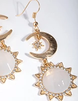Gold Star & Moon Drop Earrings