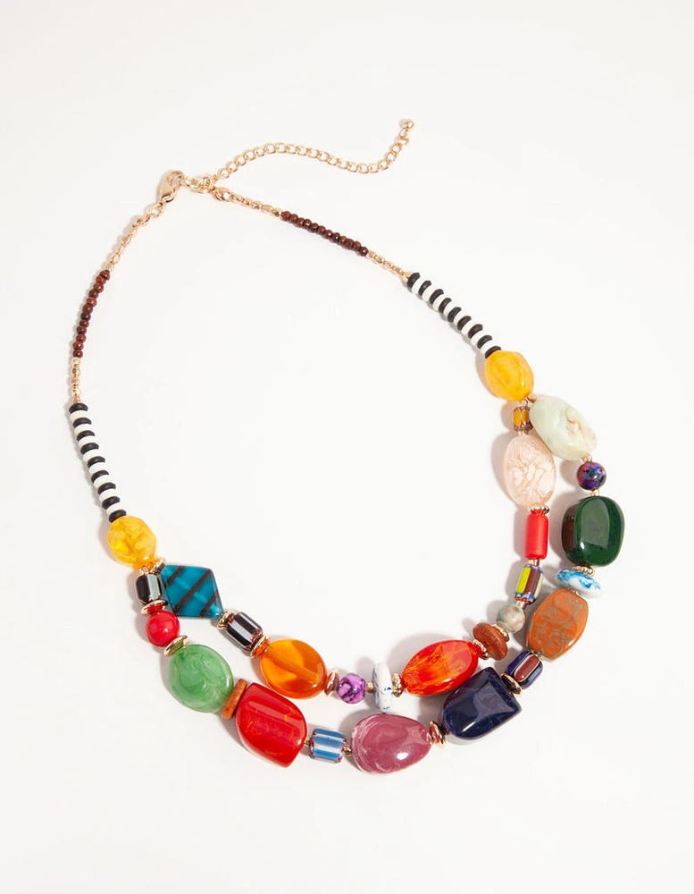 Swirl Mixed Colour Stone Necklace