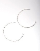 Silver Plated Bead Hoop Earrings