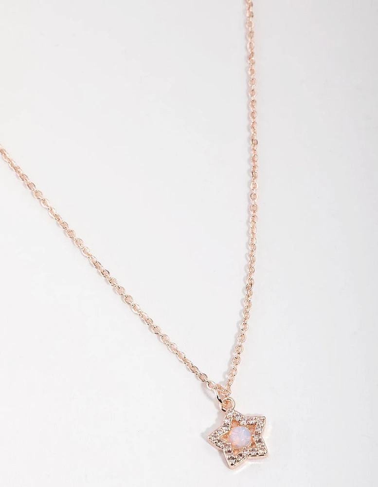 Rose Gold Plated Diamante Star Necklace