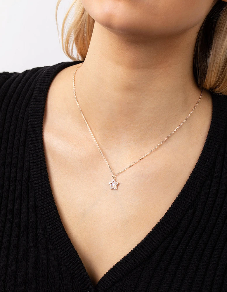 Rose Gold Plated Diamante Star Necklace