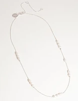 Silver Plated Freshwater Pearl Station Necklace