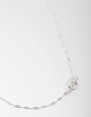 Silver Plated Thin Chain Fob Necklace