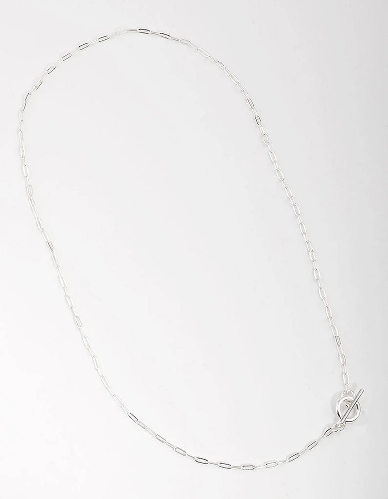 Silver Plated Thin Chain Fob Necklace