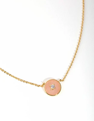 Gold Plated Semi-Precious Diamante Circle Necklace