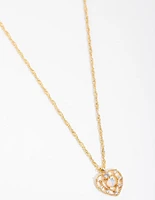 Gold Diamante Heart Necklace