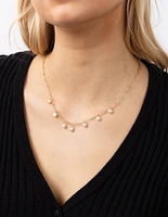 Gold Plated Rectangle Freshwater Pearl Necklace