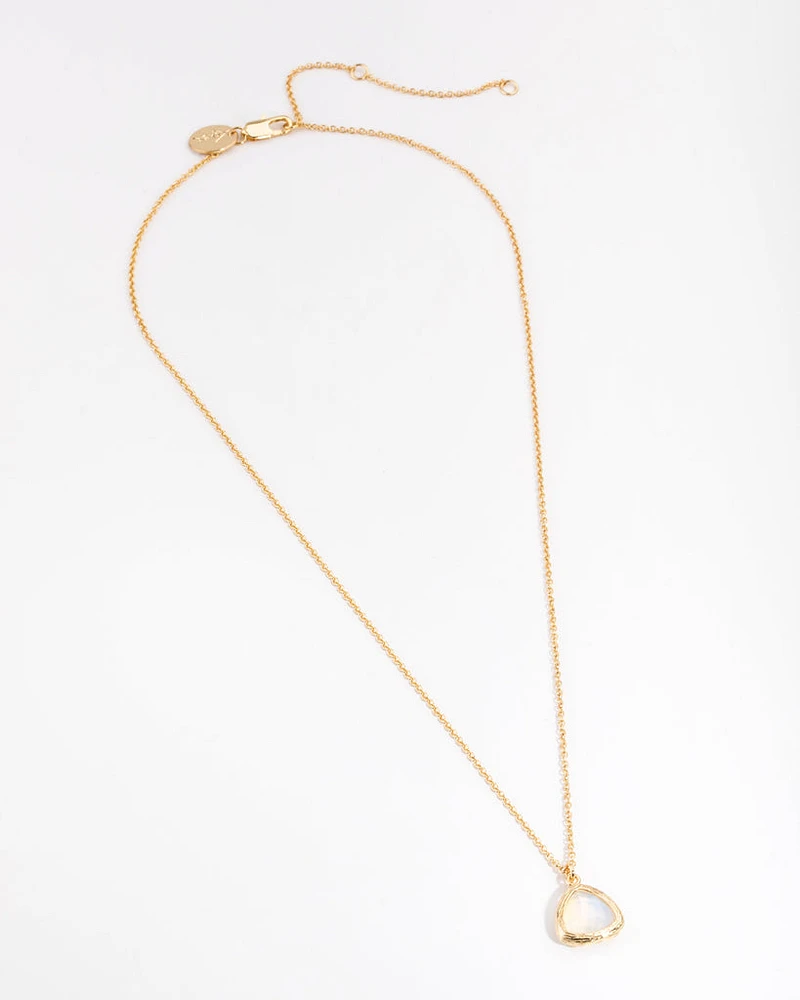 Gold Plated Round Semi Precious Pendant Necklace