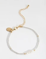 Gold Plated Freshwater Pearl & Seed Bead Bracelet