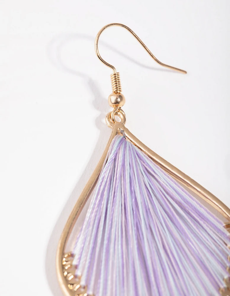 Gold Harp Drop Earrings