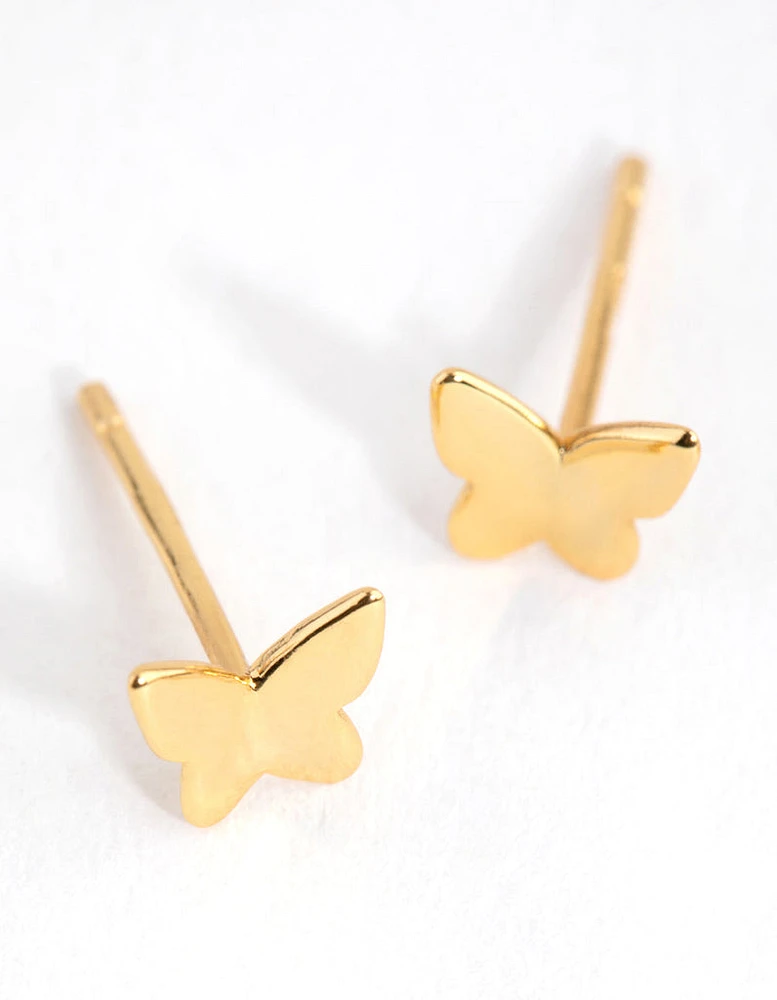 Sterling Silver Gold Butterfly Pack Stud Earring