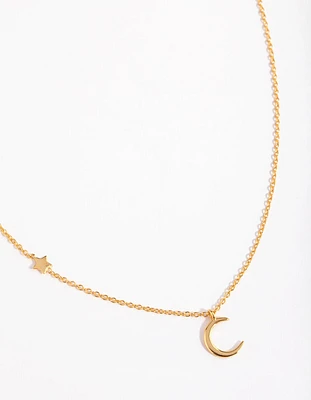Gold Plated Sterling Silver Asymmetrical Celestial Necklace