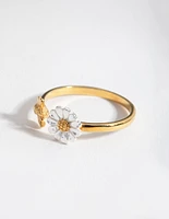 Gold Plated Sterling Silver Daisy Bee Open Ring
