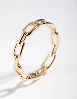 Gold Plated Skinny Rectangle Link Ring