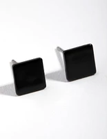 Matte Black Square Stud Earrings