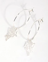 Silver Cherub Huggie Earrings