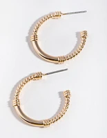 Gold Rope Hoop Earrings