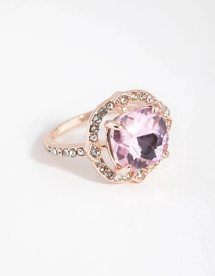 Rose Gold Pink Stone Ring