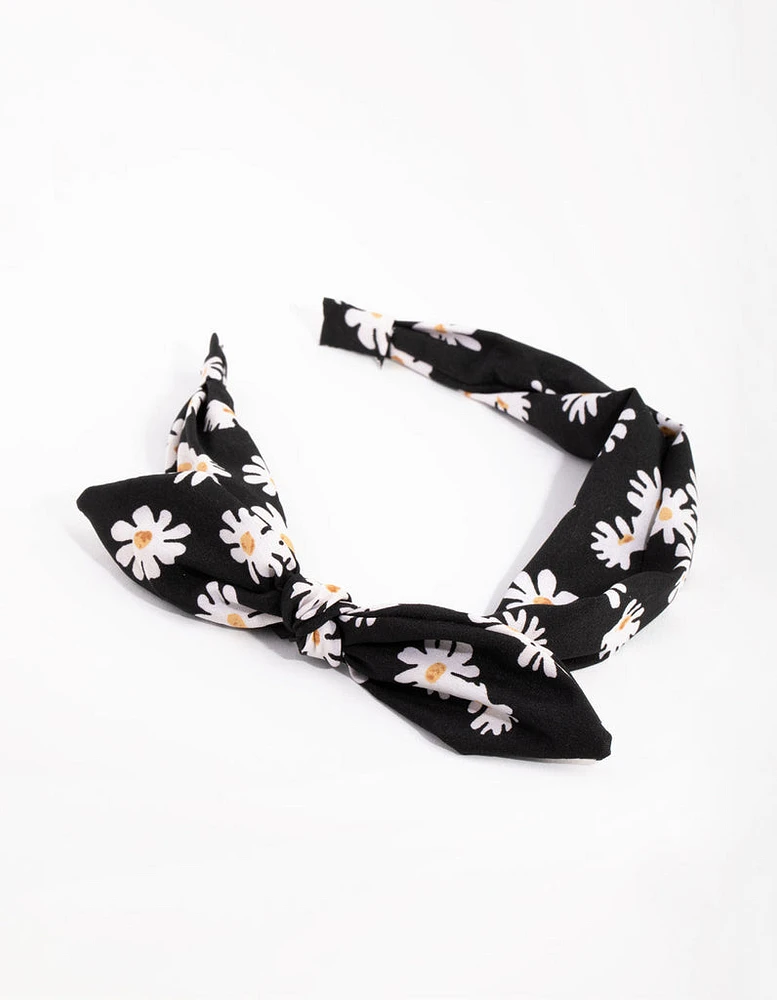 Fabric Spot Daisy Bow Headband