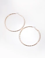 Rose Gold Twist Textured Hoop Earrings