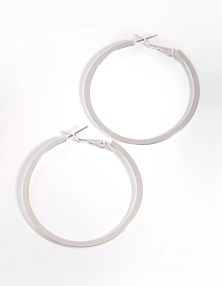 Silver Flat Hoop Earrings