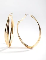 Gold 3-Row Twist Hoop Earrings