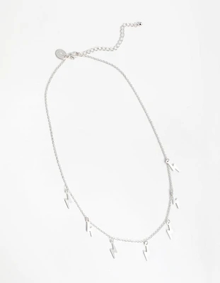 Silver Multi Lightning Station Necklace