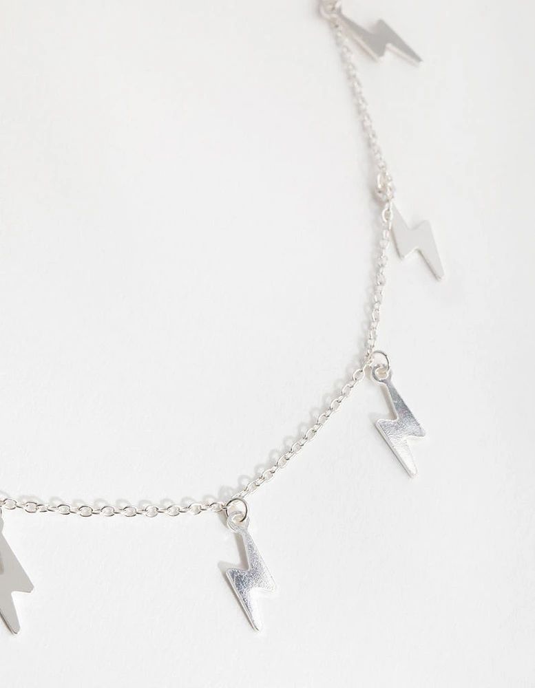 Silver Multi Lightning Station Necklace