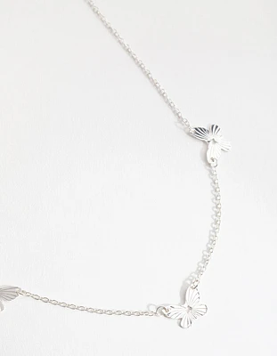 Silver Triple Butterfly Necklace