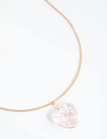 Pink Cluster Flower Heart Bead Necklace