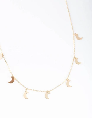 Gold Multi Moon Station Necklace