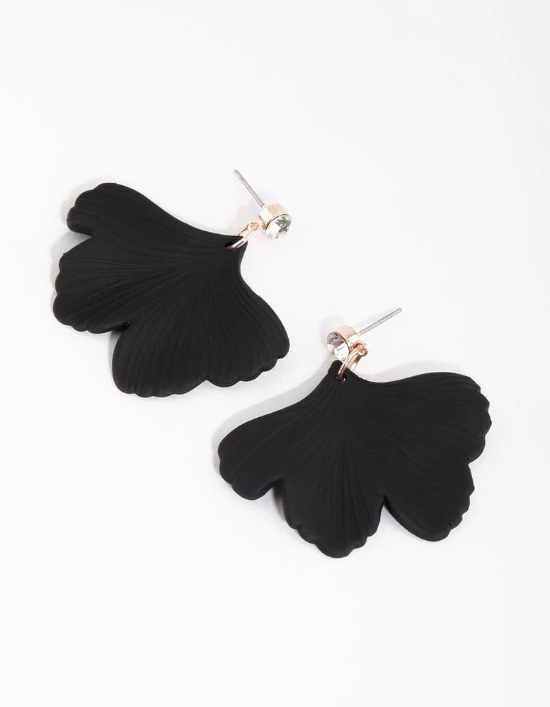 Rose Gold Plastic Petal Drop Earrings