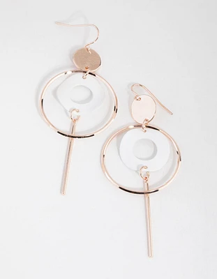 Rose Gold Circle & Stick Drop Earrings