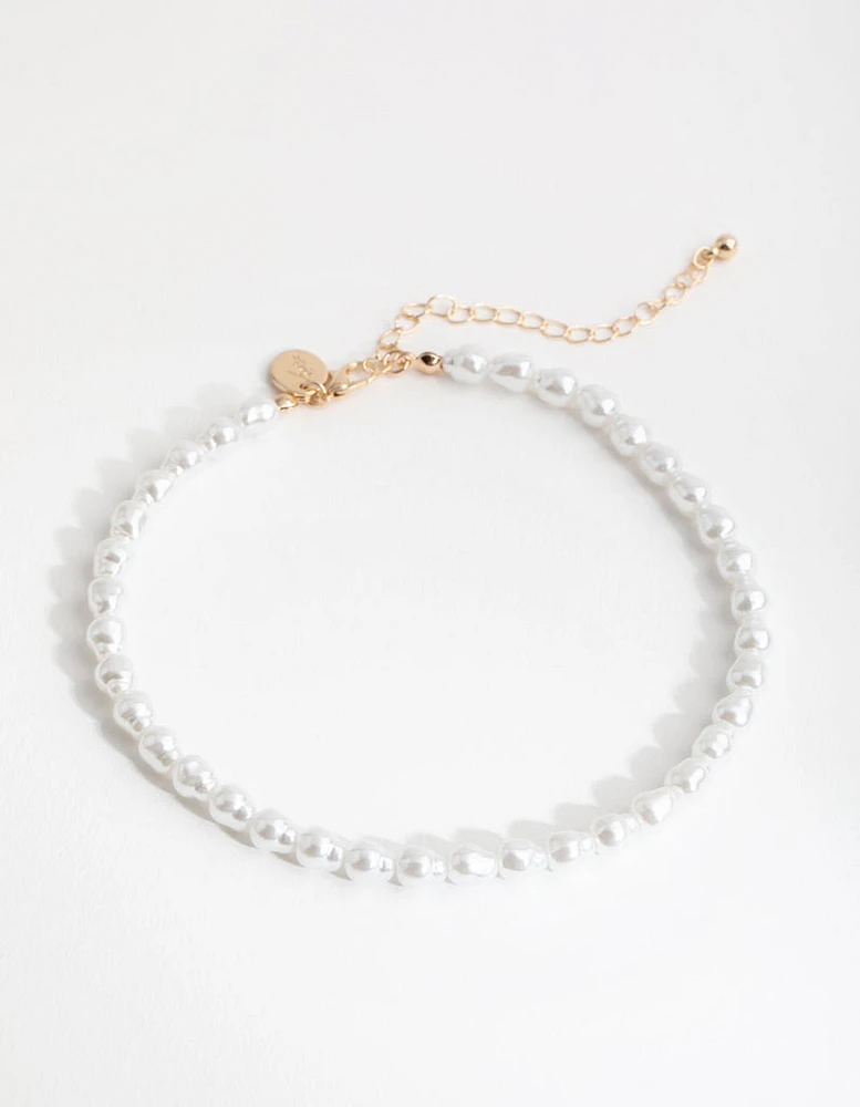 Gold Faux Pearl Choker