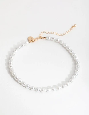 Gold Faux Pearl Choker