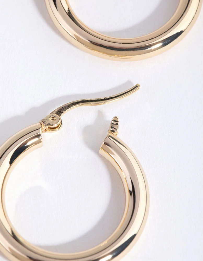 Gold Plated Medium Hoop Earrings