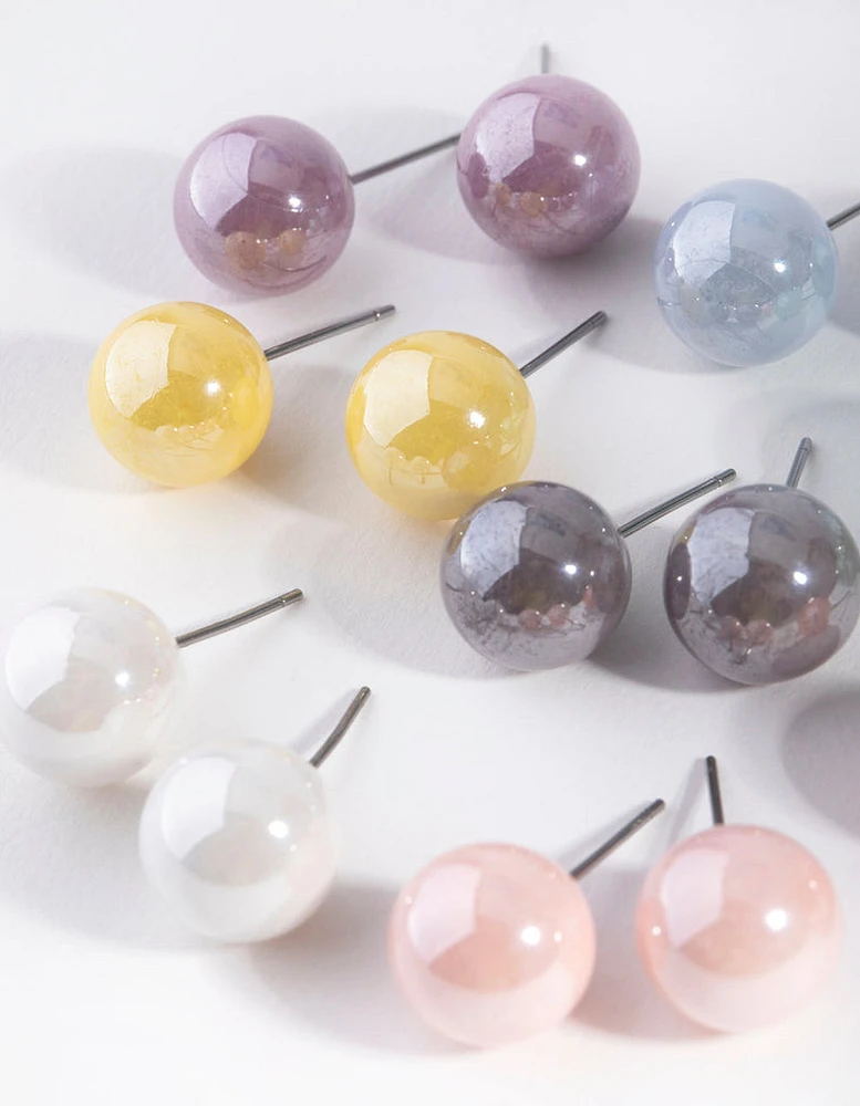 Matte Ball Stud Earring 8-Pack